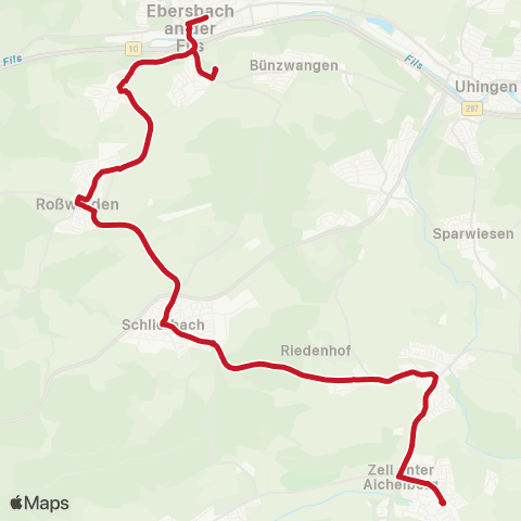 VVS Ebersbach - Weiler - Roßwälden - Schlierbach - Bad Boll map