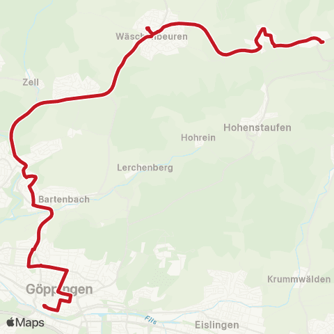 VVS Göppingen - Rechberghausen - Wäschenbeuren - (Lenglingen) map