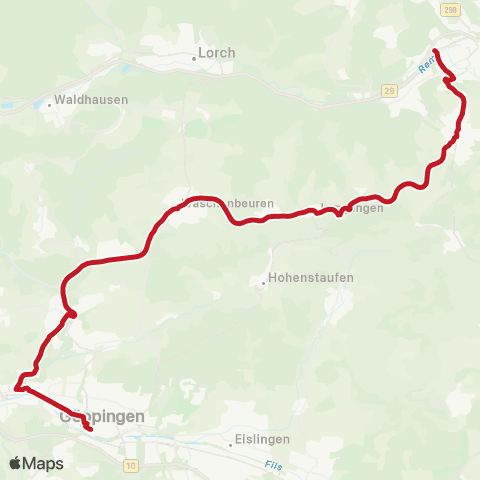 VVS Göppingen - Faurndau - Rechberghausen - Schwäbisch Gmünd map