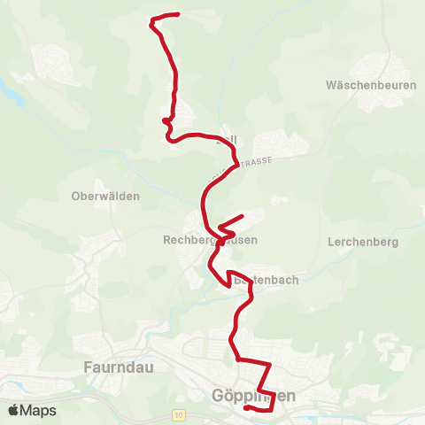 VVS Göppingen - Bartenbach - Rechberghausen - Börtlingen map