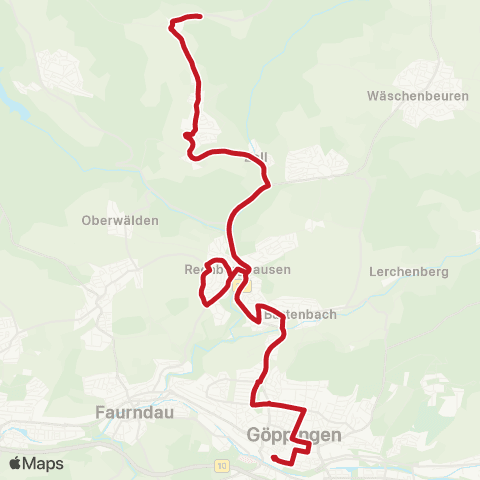 VVS Göppingen - Bartenbach - Rechberghausen - (Börtlingen) map