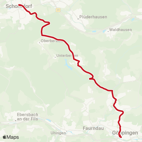 VVS Göppingen - Rechberghausen - Adelberg - Schorndorf map