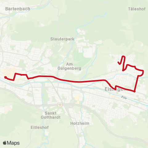 VVS Göppingen ZOB - Eislingen Zeisigweg map