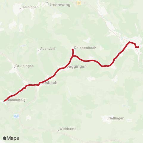 VVS Geislingen ZOB - Wiesensteig Rathaus map