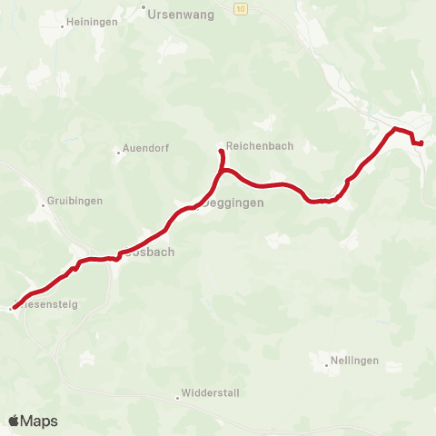 VVS Geislingen ZOB - Wiesensteig Rathaus map