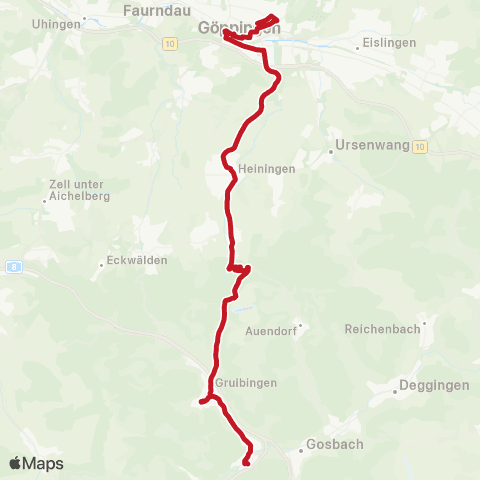 VVS Deggingen - Gruibingen - Göppingen ZOB map
