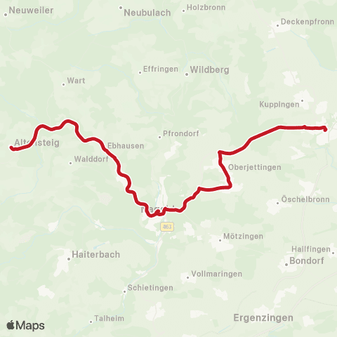 VVS Altensteig - Nagold - Herrenberg (Schnellbus) map