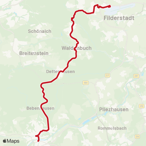 VVS Flughafen - Echterdingen - Waldenbuch - Tübingen map