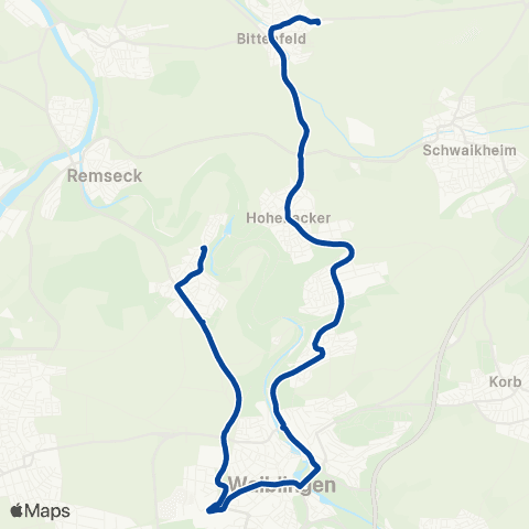 VVS Bittenfeld - Hohenacker - Neustadt - Waiblingen - Hegnach map