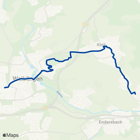 VVS Waiblingen - Korb - Großheppach map