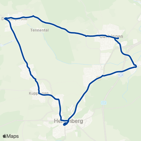 VVS Gärtringen - Rohrau - Herrenberg - Affstätt - Kuppingen - Oberjesingen - Deckenpfronn - Gärtringen map