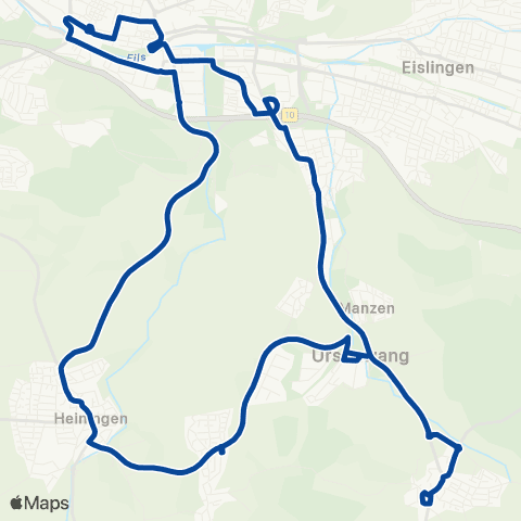 VVS Göppingen ZOB - Eschenbach - Heiningen - Göppingen ZOB map