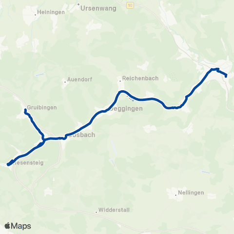 VVS Geislingen ZOB - Bad Ditzenbach - Gruibingen map