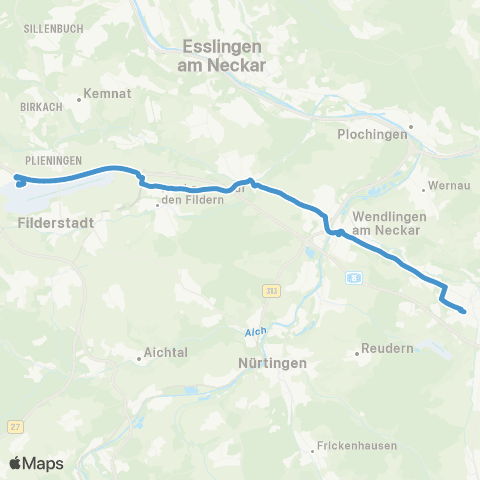 VVS Kirchheim (T) - Flughafen / Messe map