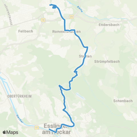 VVS Waiblingen - Esslingen map
