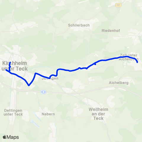 VVS Kirchheim (T) - Ohmden - Zell (A) map