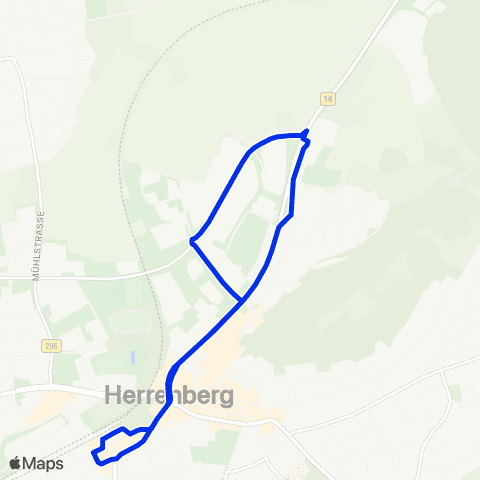 VVS Herrenberg ZOB - Polizeihochschule - Herrenberg ZOB map