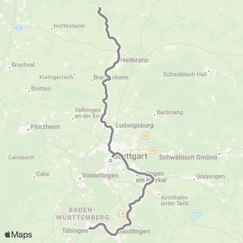 VVS Heilbronn - Stuttgart - Tübingen map