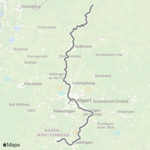 VVS Osterburken - Heilbronn - Stuttgart - Tübingen map