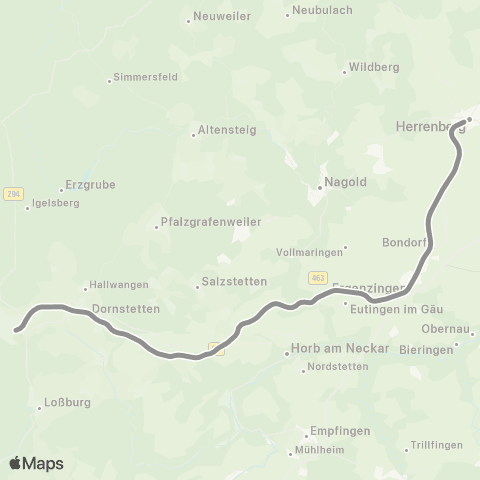 VVS Herrenberg - Freudenstadt map