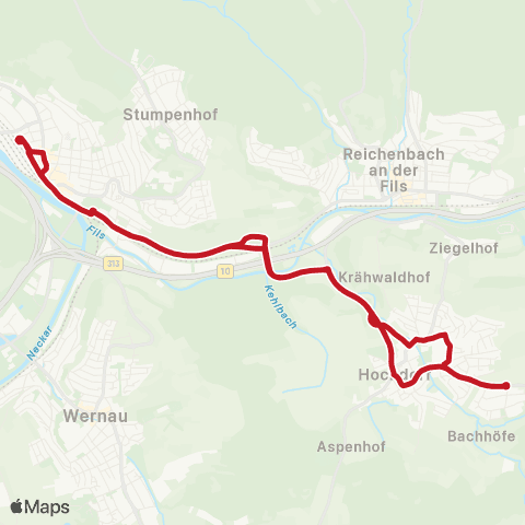 VVS Plochingen - Hochdorf - Plochingen map