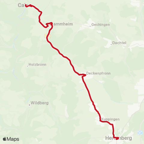 VVS RegioBus: Herrenberg - Deckenpfronn - Calw map