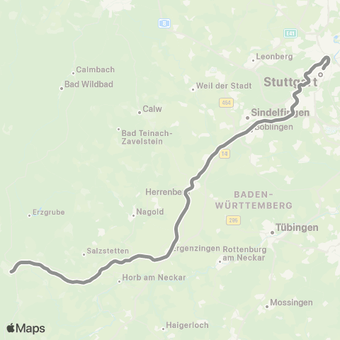 VVS Stuttgart - Herrenberg - Horb / Freudenstadt map