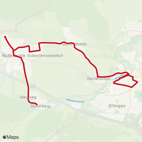 VVS Rutesheim - Gebersheim - Leonberg und zurück map