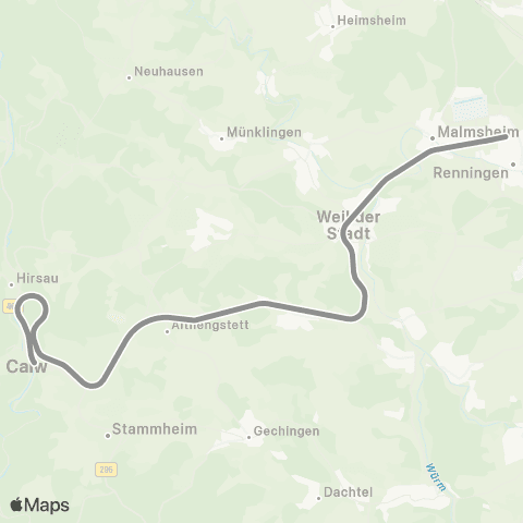 VVS Calw - Weil der Stadt - Renningen (Hermann-Hesse-Bahn) map