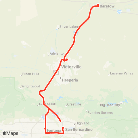 VVTA Barstow - Victorville - San Benrardino map
