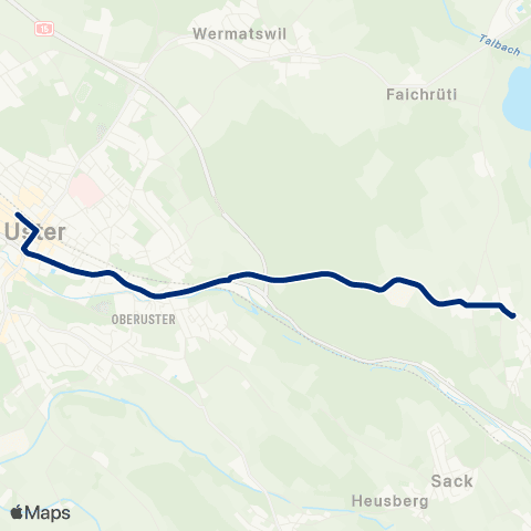 VZO - Verkehrsbetriebe Zürichsee und Oberland Uster, Bahnhof - Seegräben, Gemeindehaus map