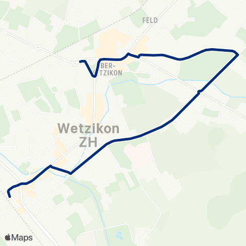 VZO - Verkehrsbetriebe Zürichsee und Oberland Wetzikon ZH, Bahnhof - Wetzikon ZH, Zentrum map