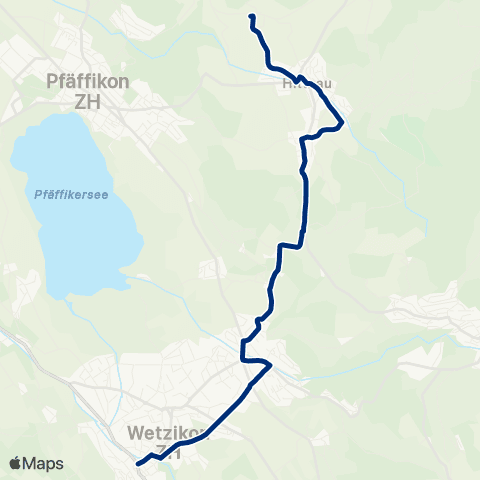 VZO - Verkehrsbetriebe Zürichsee und Oberland Wetzikon ZH, Bahnhof - Hittnau, Isikon map