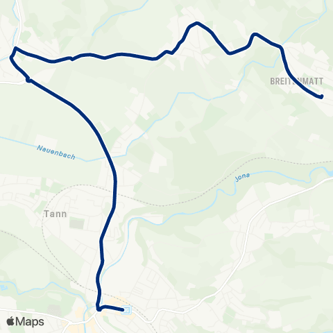 VZO - Verkehrsbetriebe Zürichsee und Oberland Rüti ZH, Bahnhof - Dürnten, J.-C.-Heerstrasse map