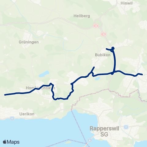 VZO - Verkehrsbetriebe Zürichsee und Oberland Rüti ZH, Bahnhof - Stäfa, Frohberg map
