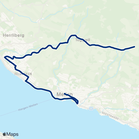 VZO - Verkehrsbetriebe Zürichsee und Oberland Meilen, Bahnhof - Meilen, Hohenegg map