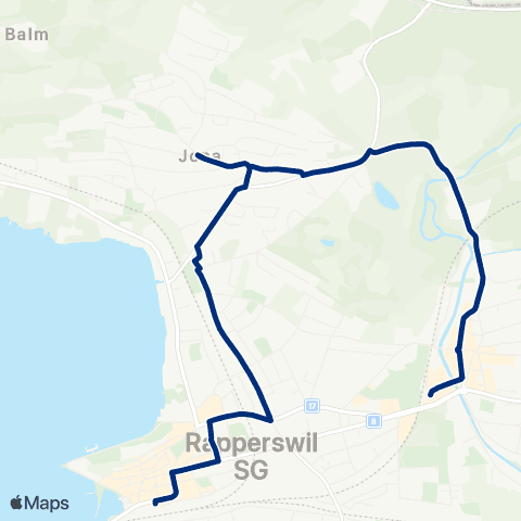 VZO - Verkehrsbetriebe Zürichsee und Oberland Jona, Bahnhof - Rapperswil SG, Bahnhof map