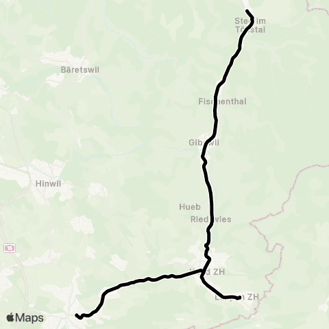 VZO - Verkehrsbetriebe Zürichsee und Oberland Rüti ZH, Bahnhof - Steg im Tösstal, Bahnhof map