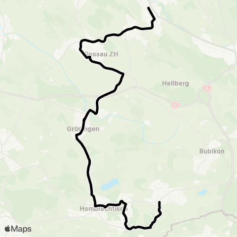 VZO - Verkehrsbetriebe Zürichsee und Oberland Wetzikon ZH, Bahnhof - Wolfhausen, Hüebli map