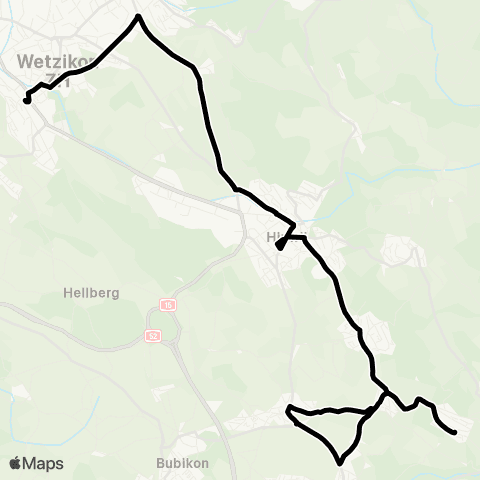 VZO - Verkehrsbetriebe Zürichsee und Oberland Wetzikon ZH, Bahnhof - Dürnten, J.-C.-Heerstrasse map