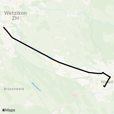 VZO - Verkehrsbetriebe Zürichsee und Oberland Hinwil, Bahnhof - Wetzikon ZH, Bahnhof map