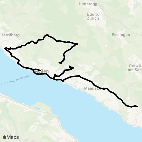 VZO - Verkehrsbetriebe Zürichsee und Oberland Meilen, Bahnhof - Stäfa, Binz map