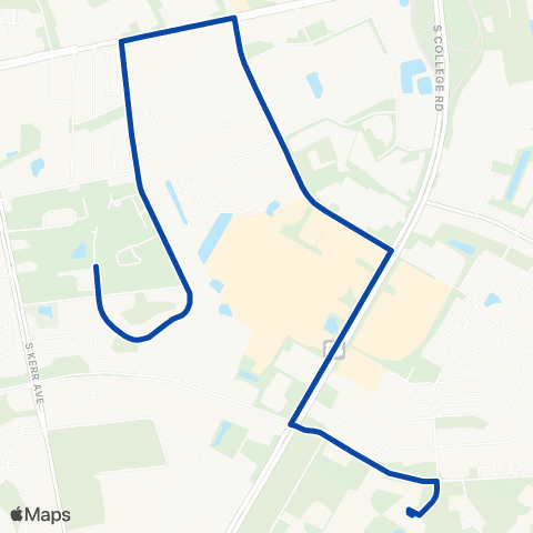 UNCW Seahawk Shuttle Blue Shuttle map