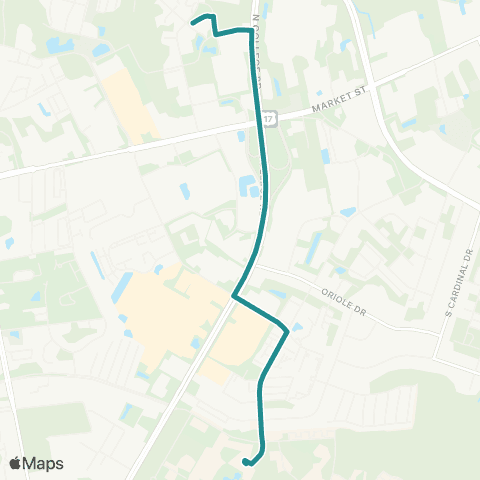 UNCW Seahawk Shuttle Teal Shuttle map