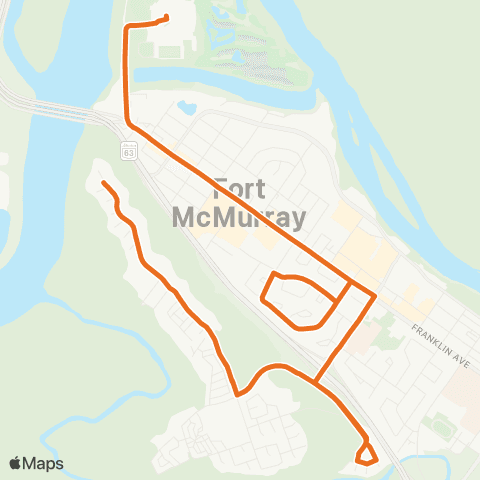 Wood Buffalo Transit Route 3 MacIsl / Abasand map