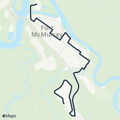 Wood Buffalo Transit Route 4 B.H / Mac Island map