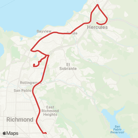 WestCAT Hercules TC - Pinole - Richmond - BART map