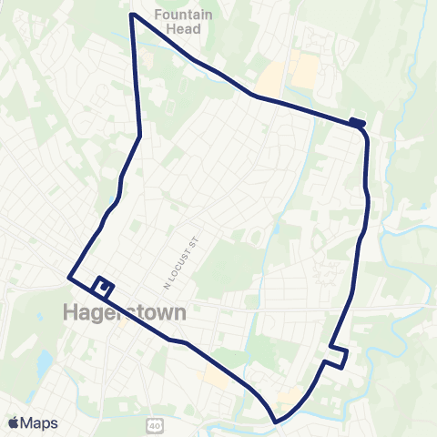 Washington County Transit Long Meadow via Eastern map