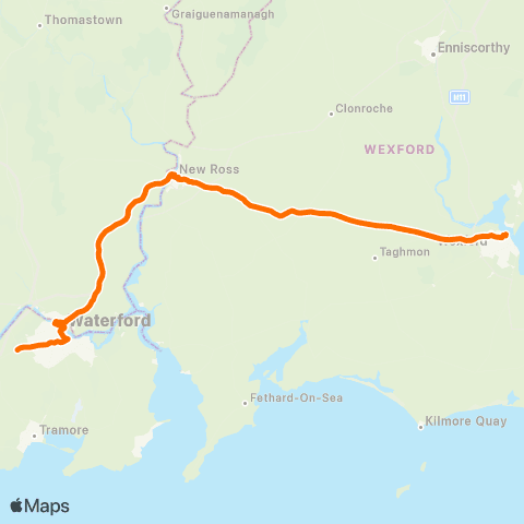 Wexford Bus Wexford - Waterford map