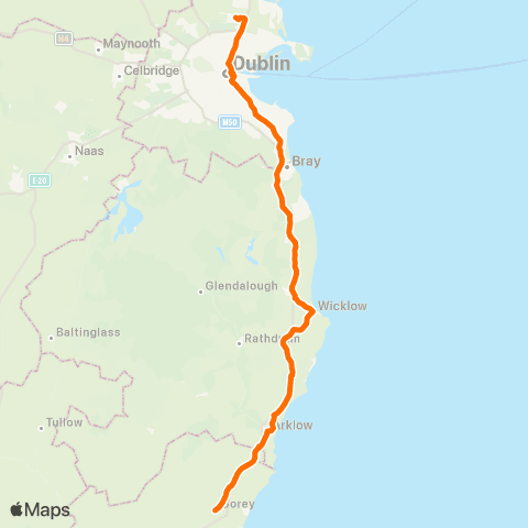 Wexford Bus Gorey - Dublin Airport map